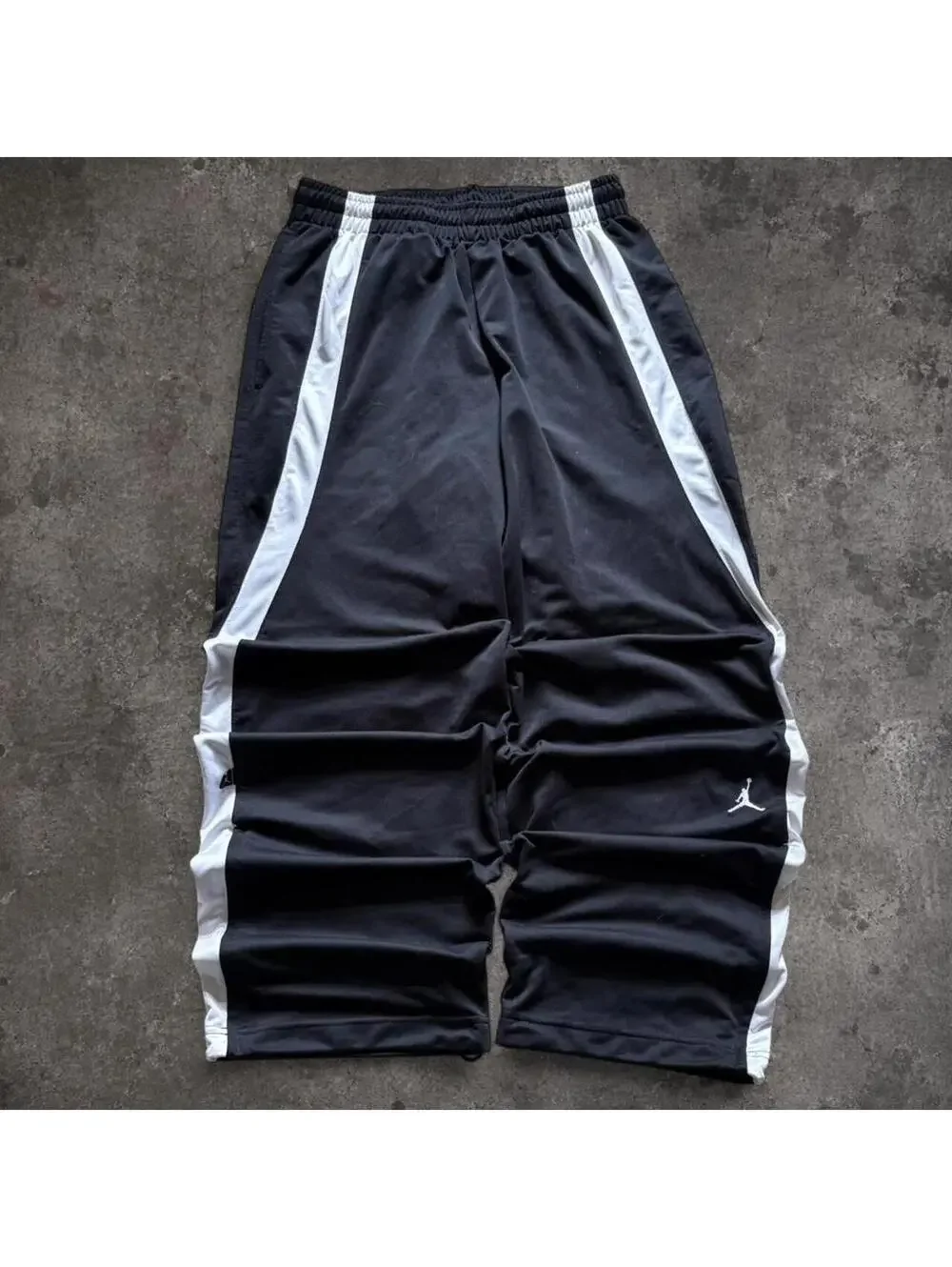 Fire Air Jordan black wide leg sweatpants with white side stripes